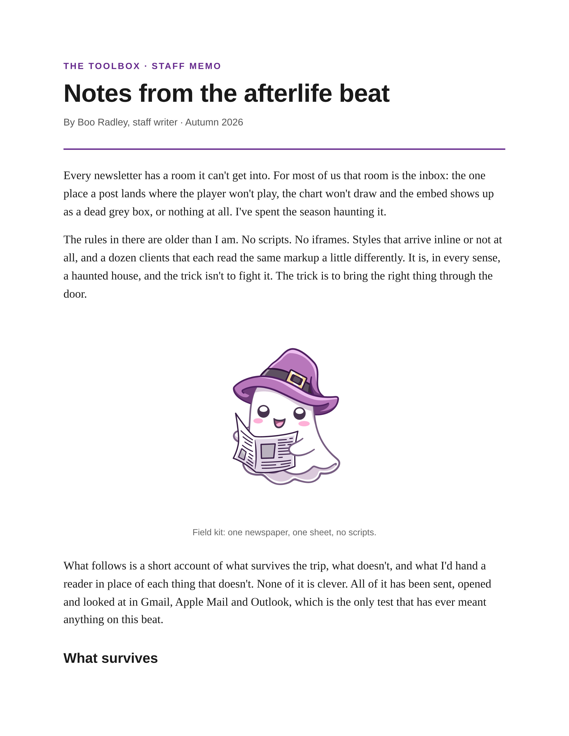 First page of Notes from the afterlife beat