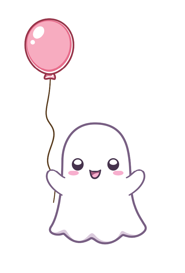 A ghost holding a single balloon
